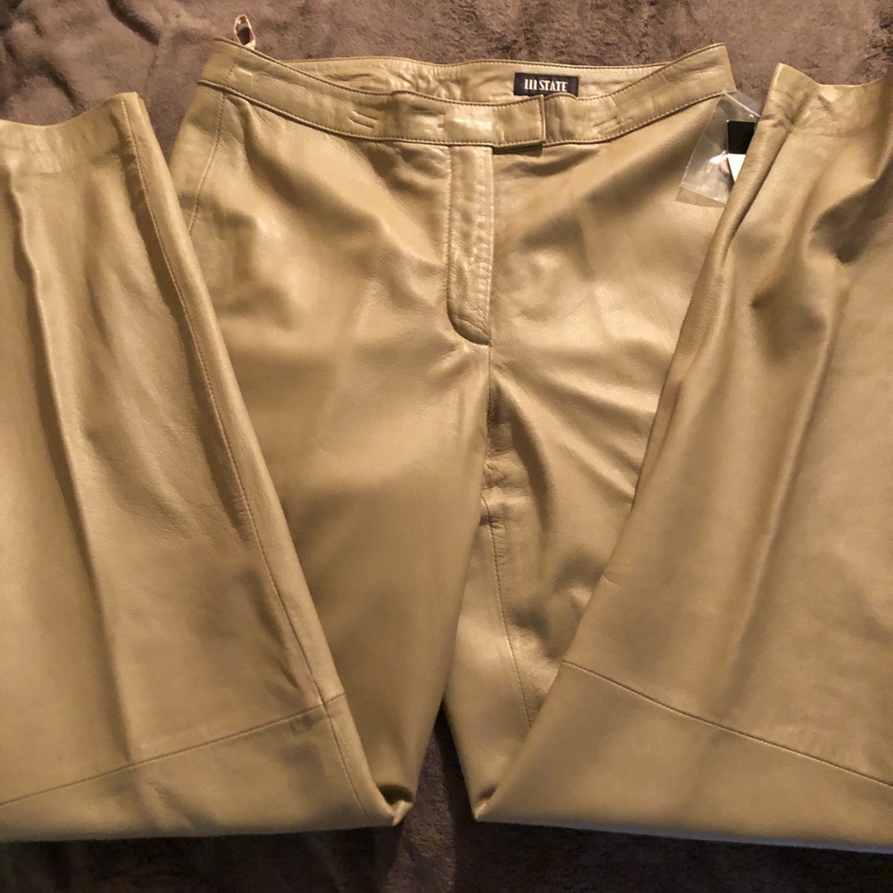 Cream/tan leather pants